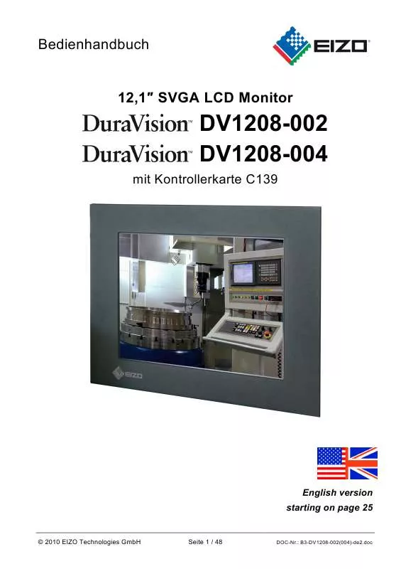 Mode d'emploi EIZO DURAVISION DV1208-002