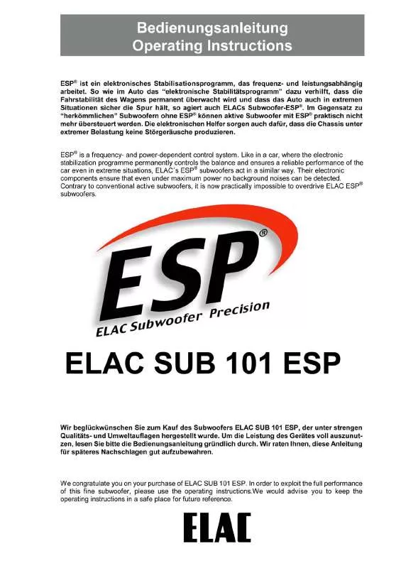 Mode d'emploi ELAC SUB 101 EPS