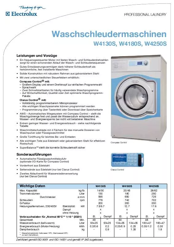 Mode d'emploi ELECTROLUX LAUNDRY SYSTEMS W4130S