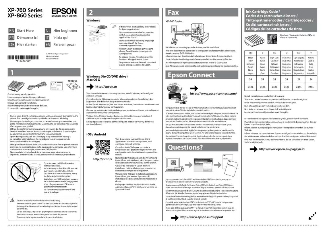 Mode d'emploi EPSON EXPRESSION PHOTO XP-860