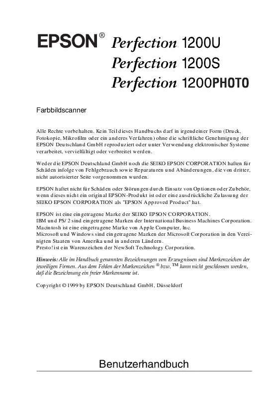 Mode d'emploi EPSON PERFECTION 1200S