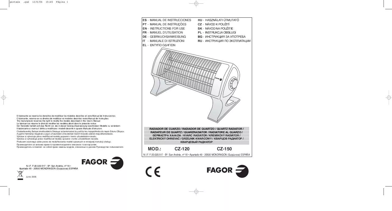 Mode d'emploi FAGOR CZ-150