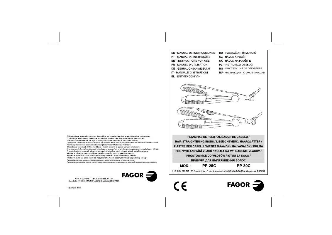 Mode d'emploi FAGOR PP-25C