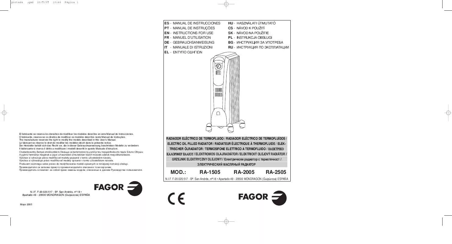 Mode d'emploi FAGOR RA-2505
