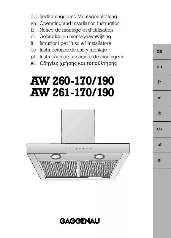 Mode d'emploi GAGGENAU AW260190