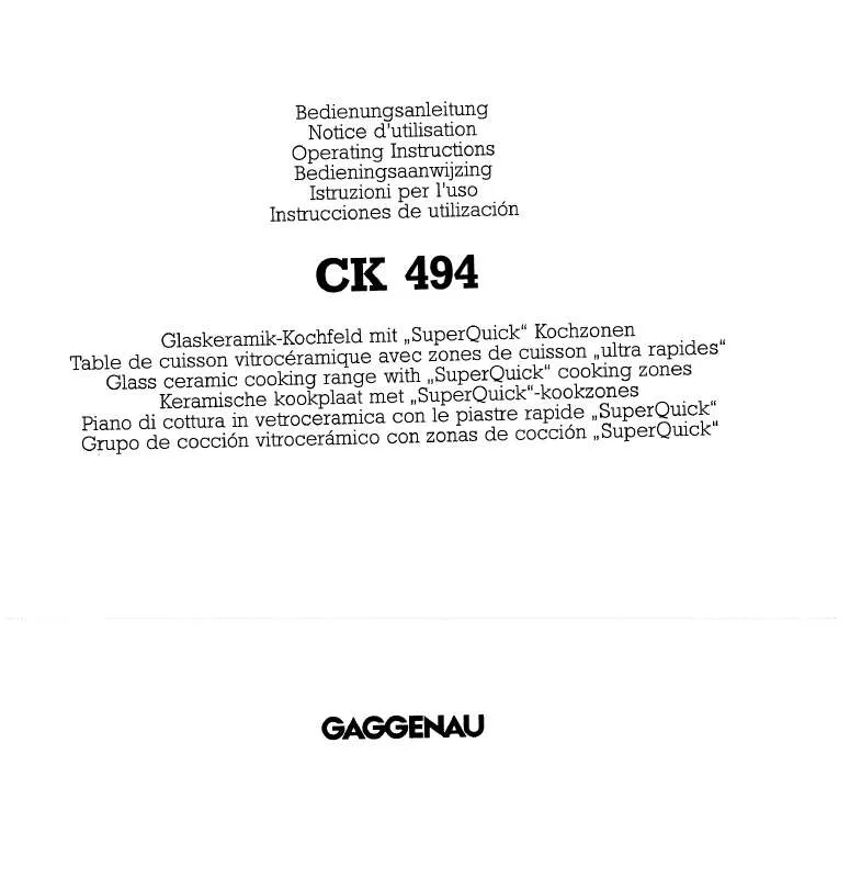 Mode d'emploi GAGGENAU CK494115