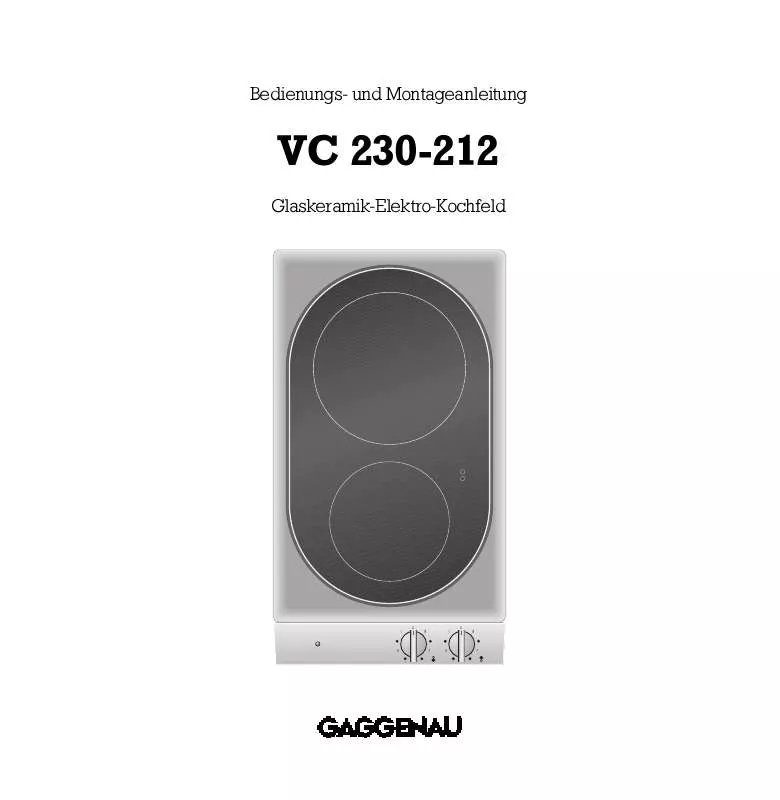 Mode d'emploi GAGGENAU VC230212