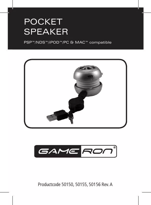 Mode d'emploi GAMERON POCKET SPEAKER PSP & NDS & IPOD & PC & MAC
