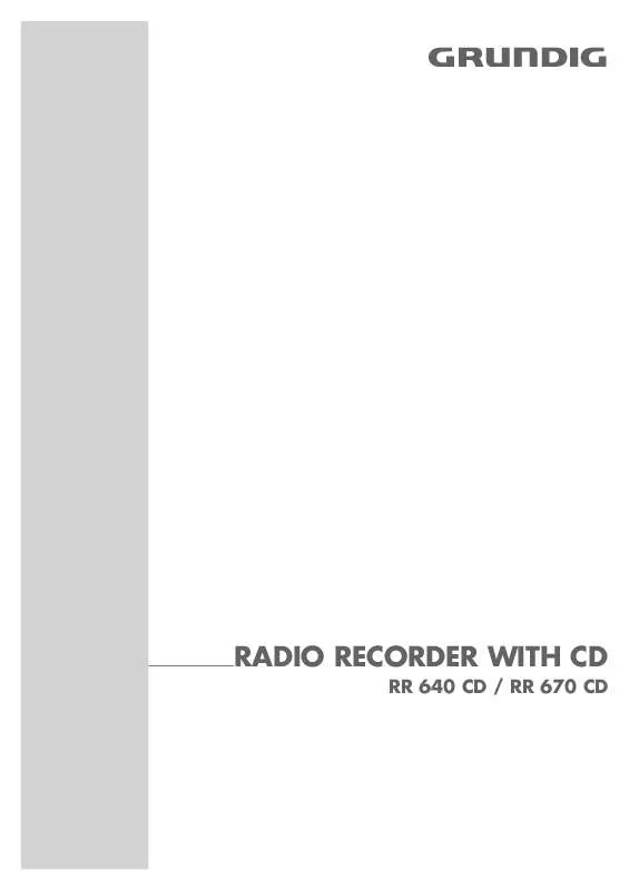 Mode d'emploi GRUNDIG RR 640 CD