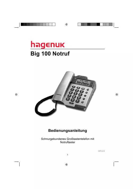 Mode d'emploi HAGENUK BIG 100 NOTRUF