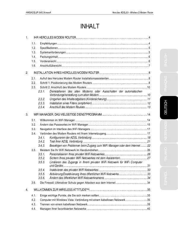 Mode d'emploi HERCULES HWGADSL2P-54V2