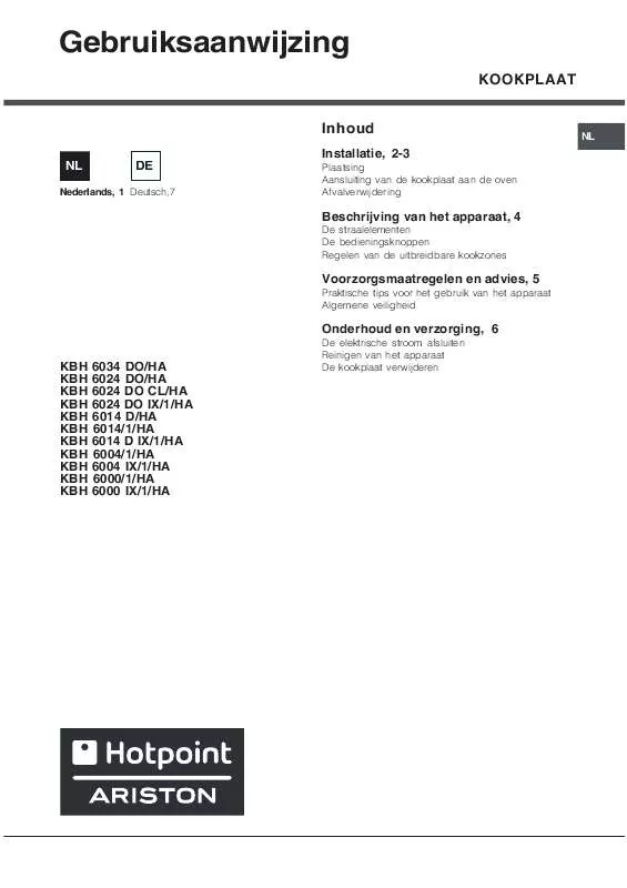 Mode d'emploi HOTPOINT KBH 6000 IX/1/HA