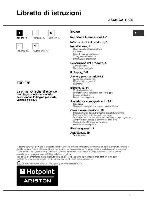 Mode d'emploi HOTPOINT TCD 97B 6HY/N