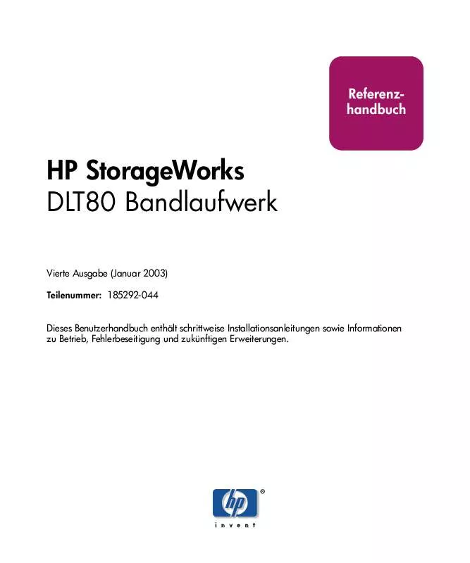 Mode d'emploi HP STORAGEWORKS DLT 40/80 TAPE ARRAY