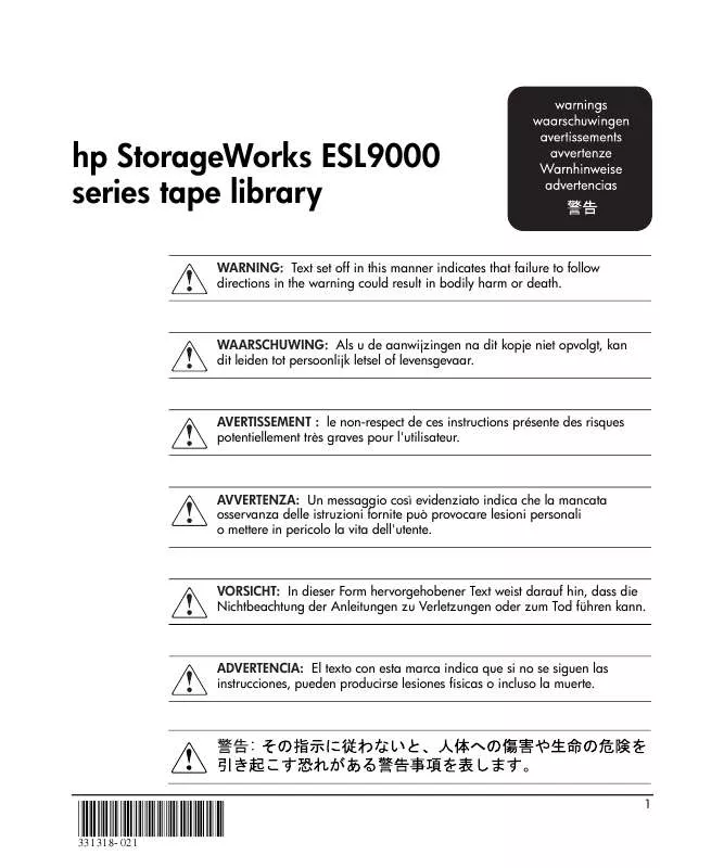 Mode d'emploi HP STORAGEWORKS ESL9000 TAPE LIBRARY