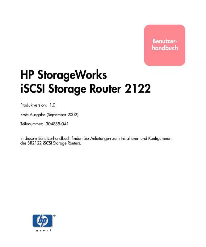 Mode d'emploi HP STORAGEWORKS ISCSI STORAGE ROUTER