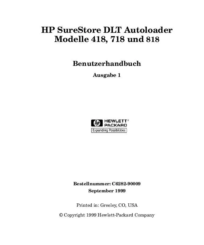 Mode d'emploi HP SURESTORE DLT 818 TAPE AUTOLOADER