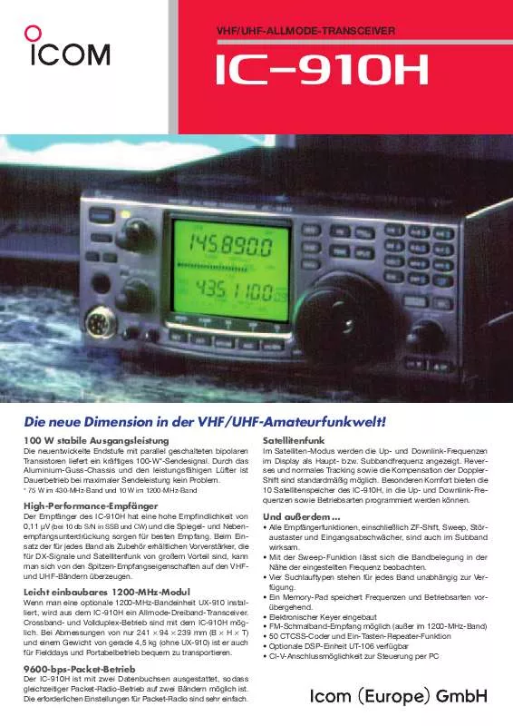 Mode d'emploi ICOM IC-910H