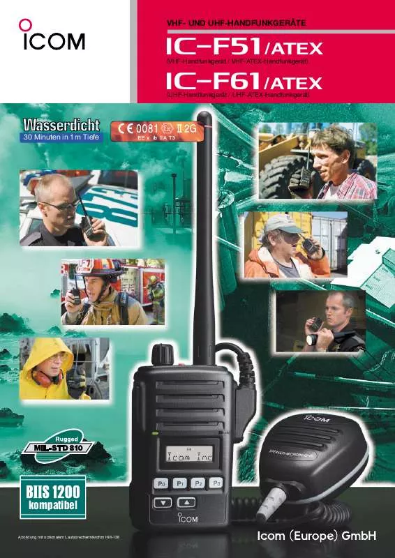 Mode d'emploi ICOM IC-F61 ATEX