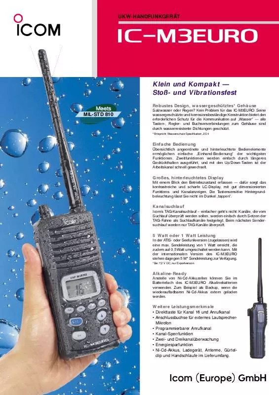 Mode d'emploi ICOM IC-M3EURO