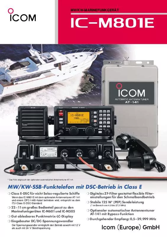 Mode d'emploi ICOM IC-M801E