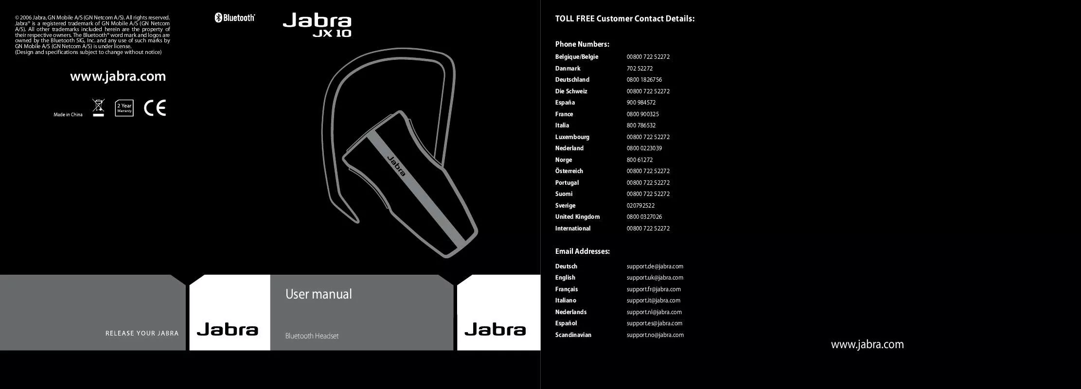 Mode d'emploi JABRA JX10