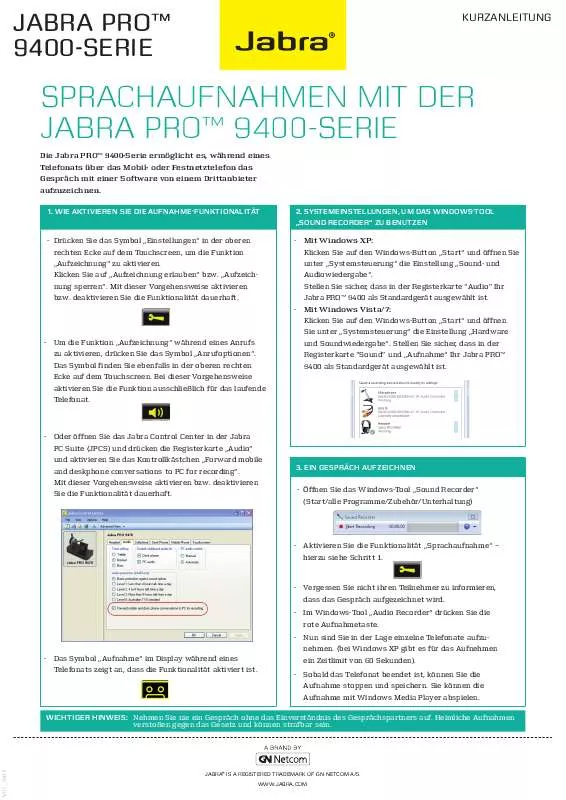 Mode d'emploi JABRA PRO 9465