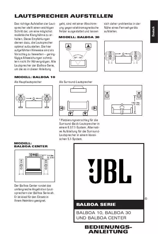 Mode d'emploi JBL BALBOA CENTER (220-240V)