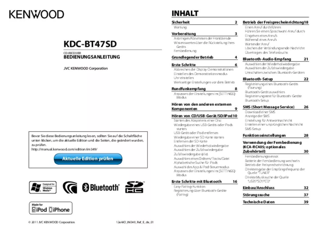 Mode d'emploi KENWOOD KDC-BT47SD