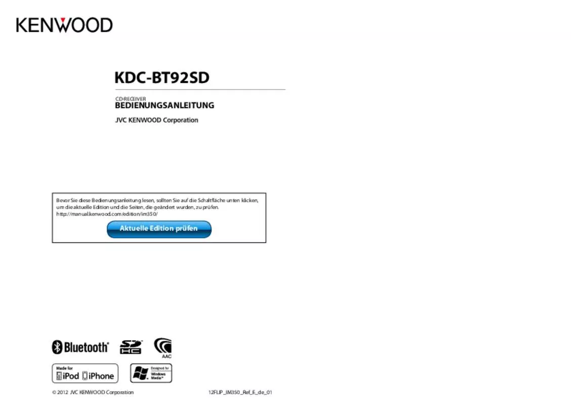 Mode d'emploi KENWOOD KDC-BT92SD