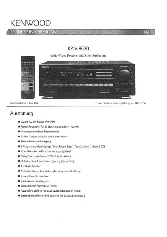 Mode d'emploi KENWOOD KR-V8020