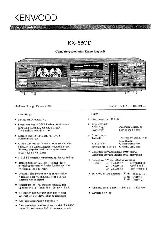 Mode d'emploi KENWOOD KX-880D