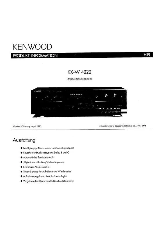 Mode d'emploi KENWOOD KX-W4020