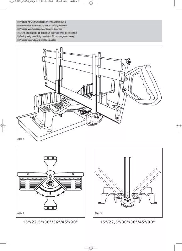 Mode d'emploi KOMPERNASS KH 3215 PRECISION MITRE BOX SAW ASSEMBLY MANUAL