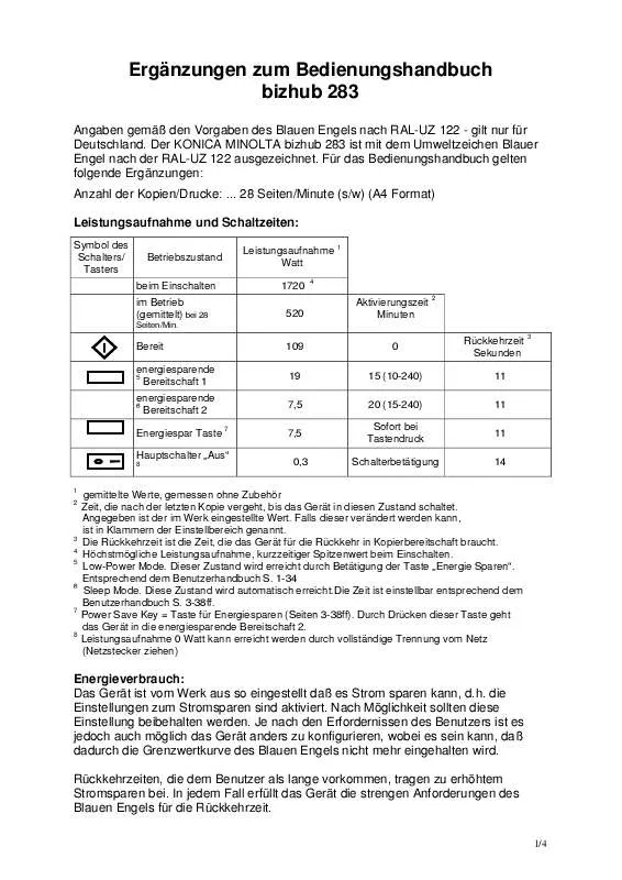 Mode d'emploi KONICA BIZHUB 283