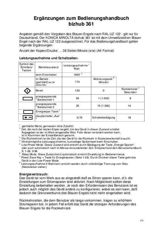 Mode d'emploi KONICA BIZHUB 361