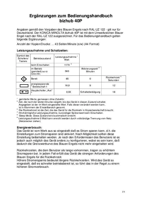 Mode d'emploi KONICA BIZHUB 40P