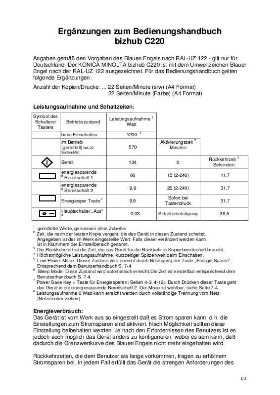 Mode d'emploi KONICA BIZHUB C220