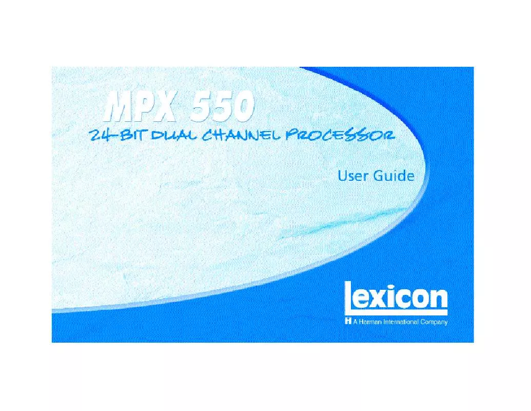 Mode d'emploi LEXICON MPX 550