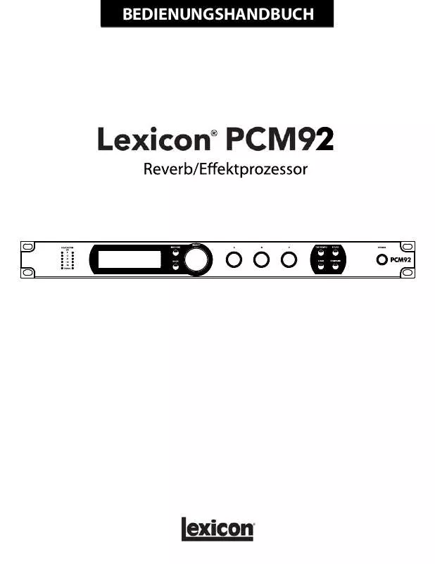Mode d'emploi LEXICON PCM92