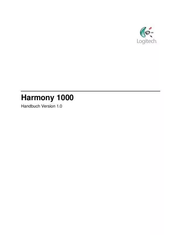 Mode d'emploi LOGITECH HARMONY 1000