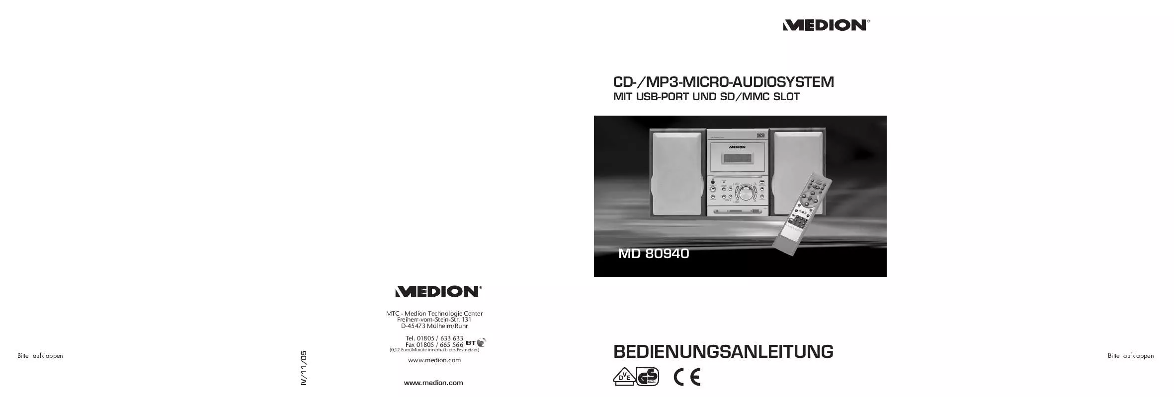 Mode d'emploi MEDION MD 80940