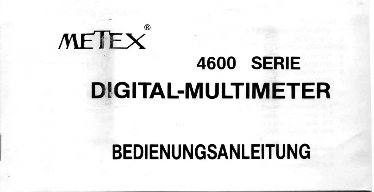 Mode d'emploi METEX 4650 DIGITAL MULTIMETER