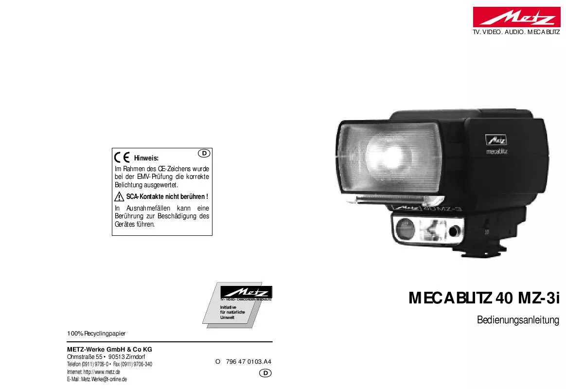 Mode d'emploi METZ MECABLITZ 40 MZ-3I