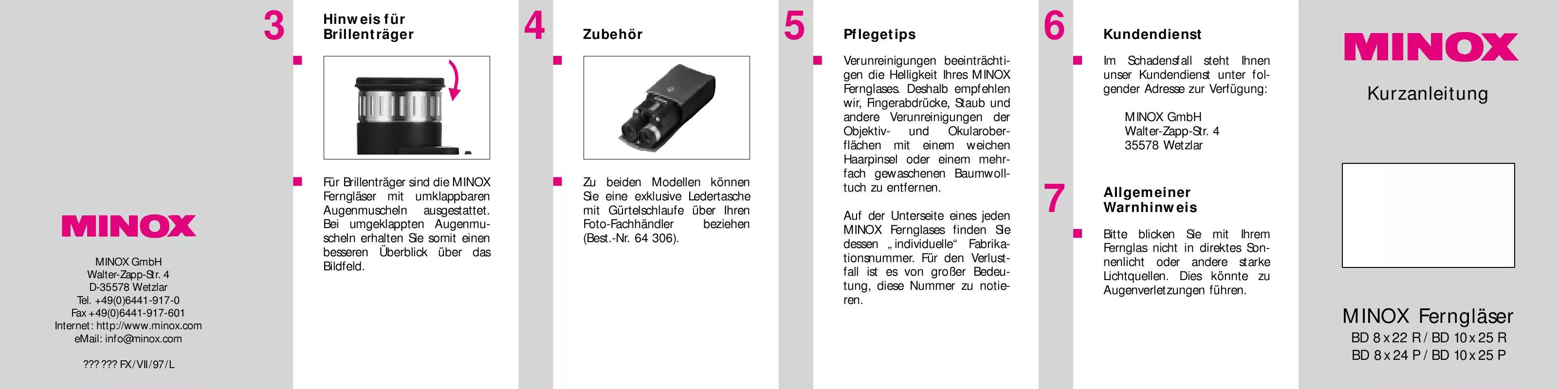 Mode d'emploi MINOX BD 10X25 P