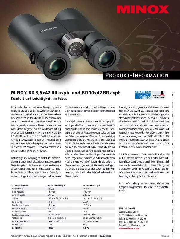 Mode d'emploi MINOX BD 10X42 BR ASPH