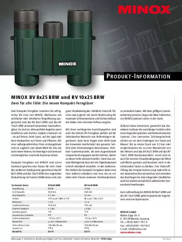 Mode d'emploi MINOX BV 10X25 BRW