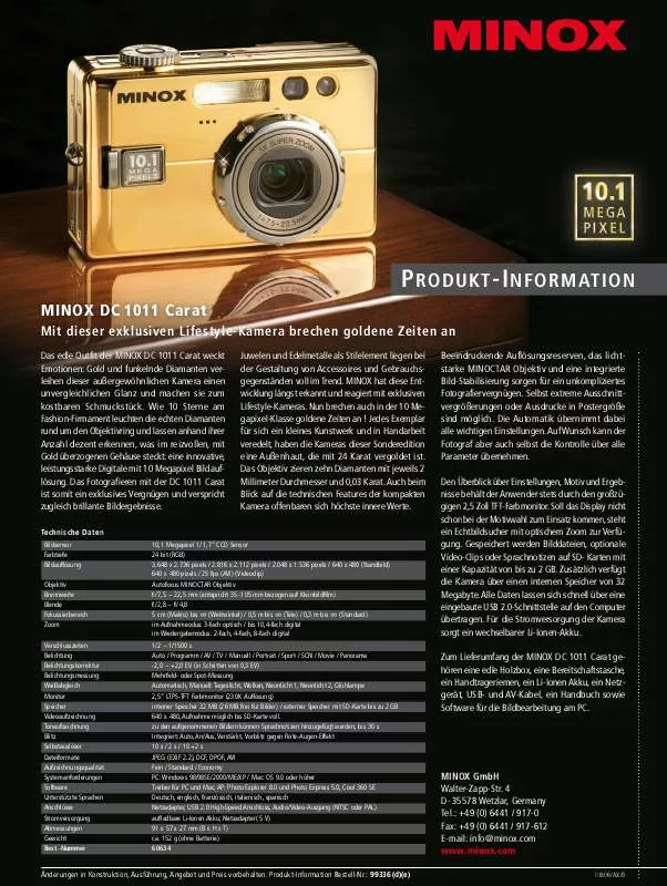 Mode d'emploi MINOX DC 1011 CARAT