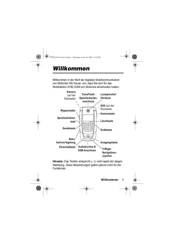 Mode d'emploi MOTOROLA A780