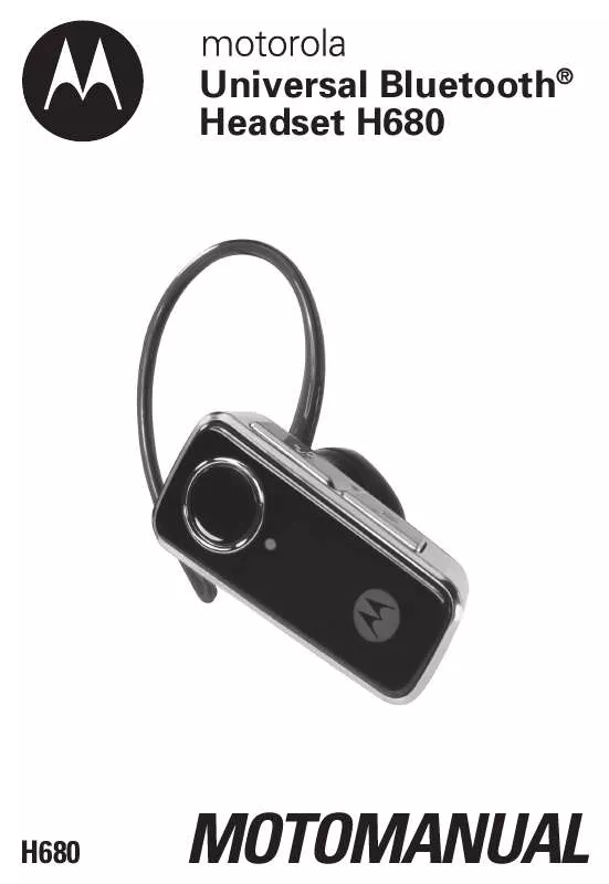 Mode d'emploi MOTOROLA BLUETOOTH HEADSET H680